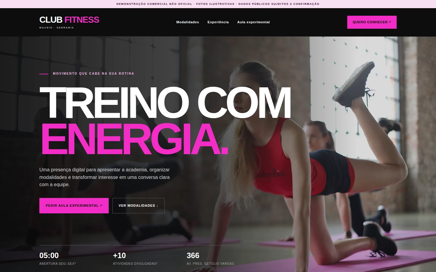Club Fitness Maceió — captura da página inicial