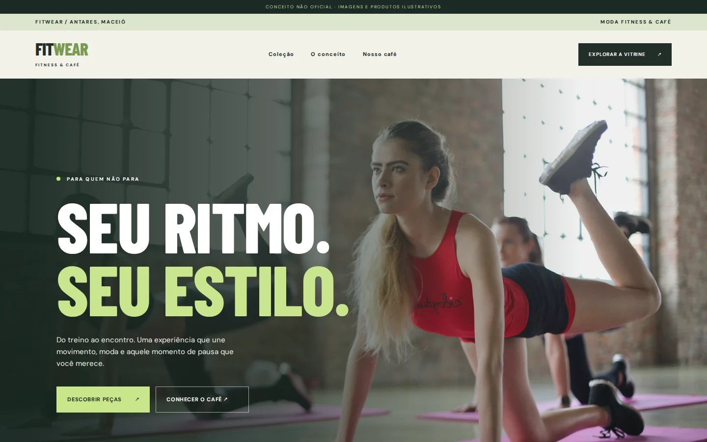 FitWear — captura da página inicial