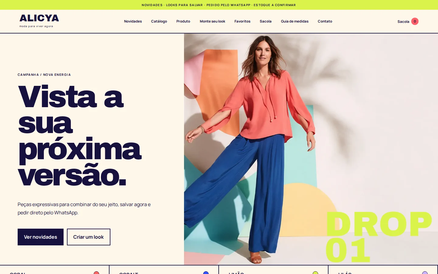Loja Alicya — captura da página inicial