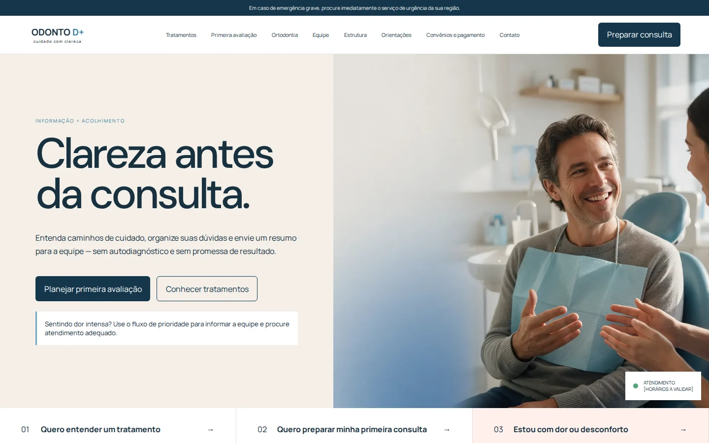 Odonto D+ — captura da página inicial
