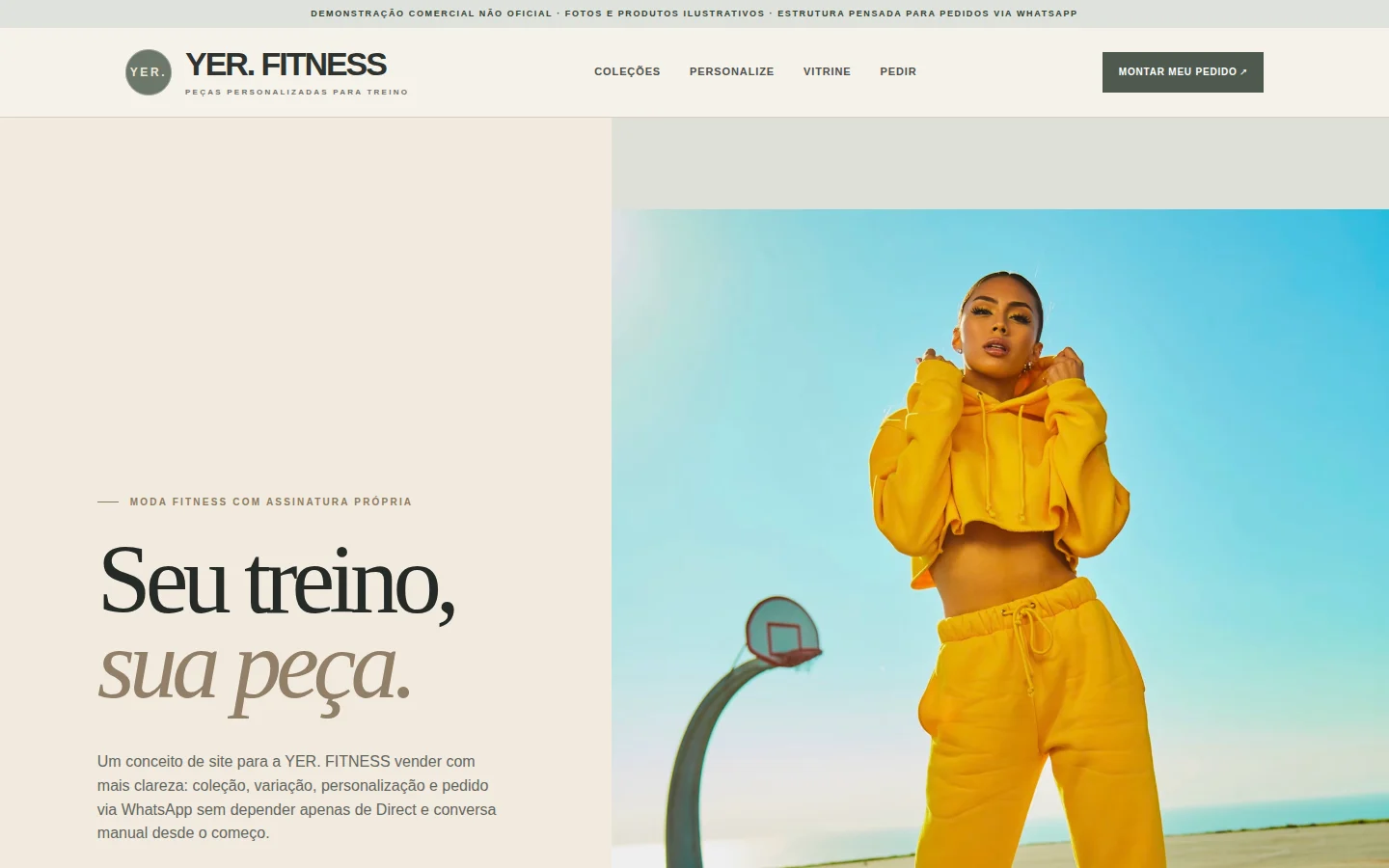 YER. FITNESS — captura da página inicial
